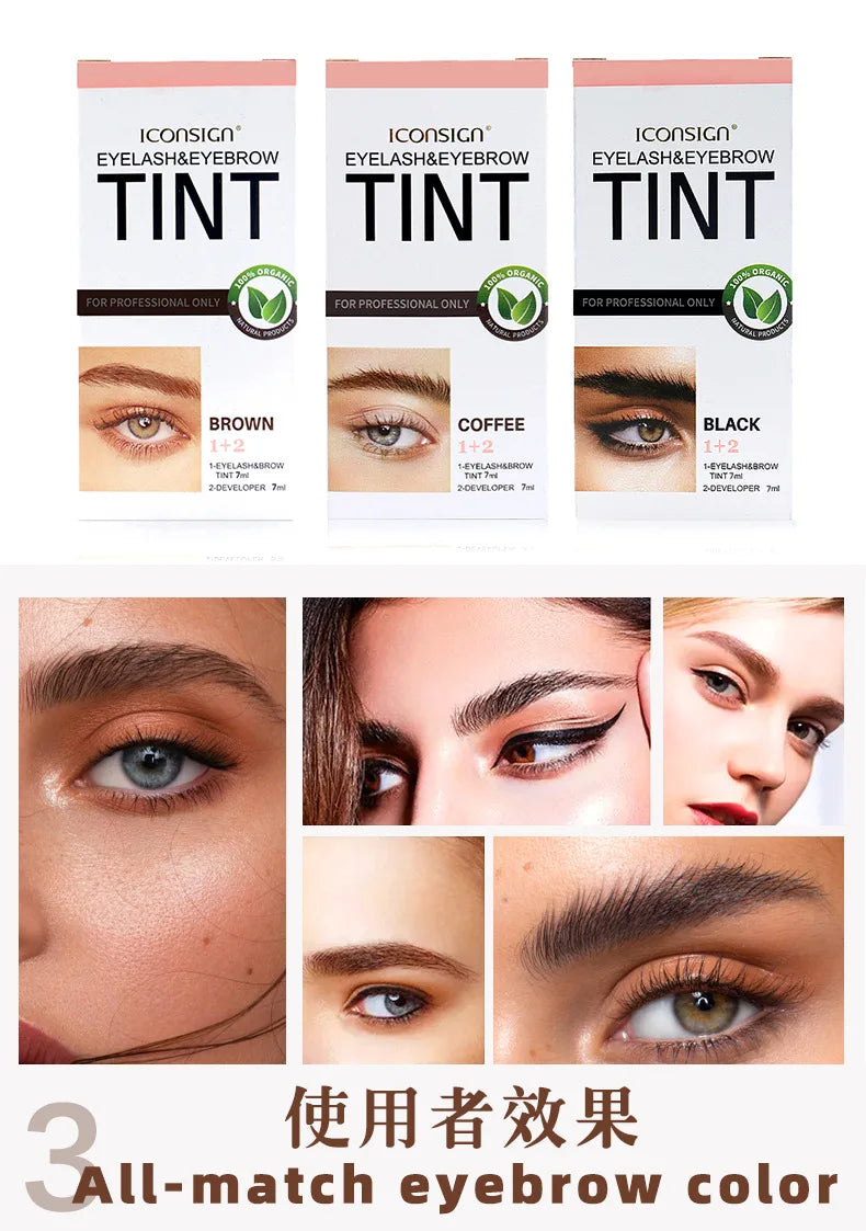 Convenient 3-Color Eyebrow and Eyelash Dye Gel Cream Set