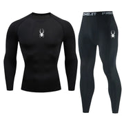 Men's Long Sleeve Compression Breathable Sports Shirt 2 Pieces