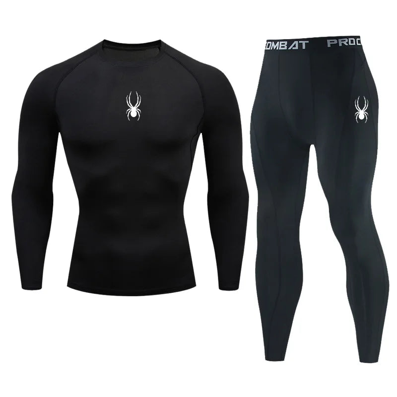 Men's Long Sleeve Compression Breathable Sports Shirt 2 Pieces