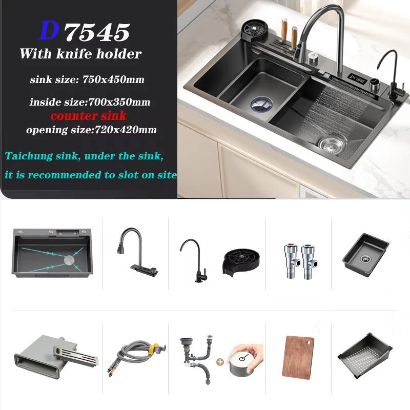 Gunmetal Gray Smart Sink LED Temperature With Faucet