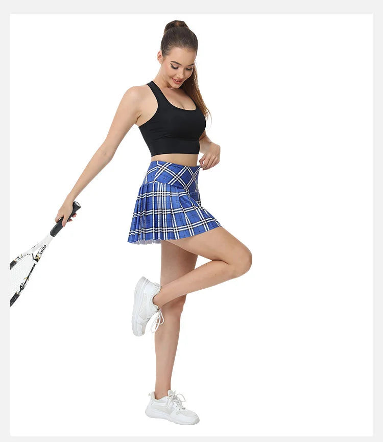 Nadanbao Plaid Tennis Dress Women Pleated Mini Skater Skirts High Waist Plaid Short Skirt Women's Summer New College Style - Daisan Mart