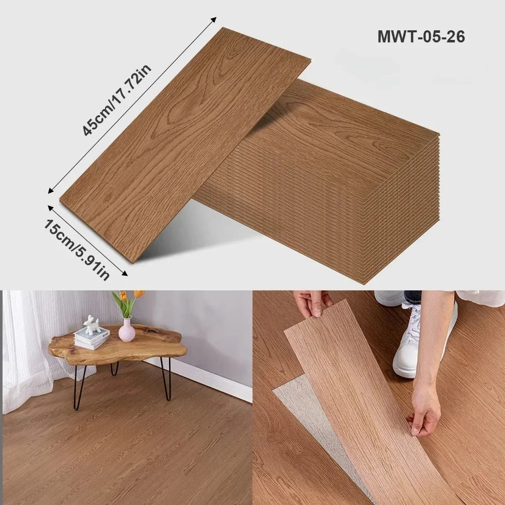 45x15cm Floor Sticker Wall Sticker Modern Self-adhesive Thick PVC Wood Grain Floor Sticker Living Room Bedroom Decoration