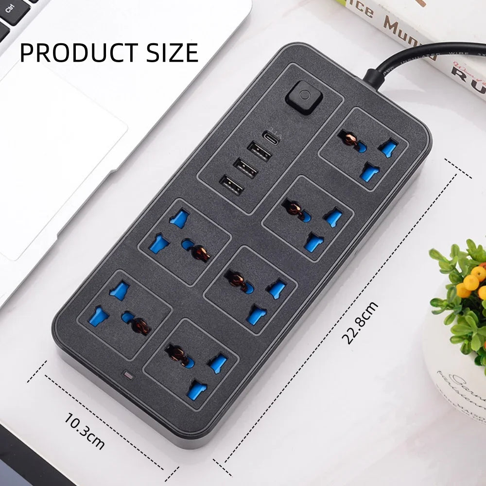 Ổ cắm đa năng USB TypeC, dây 2m, tương thích EU/US/UK