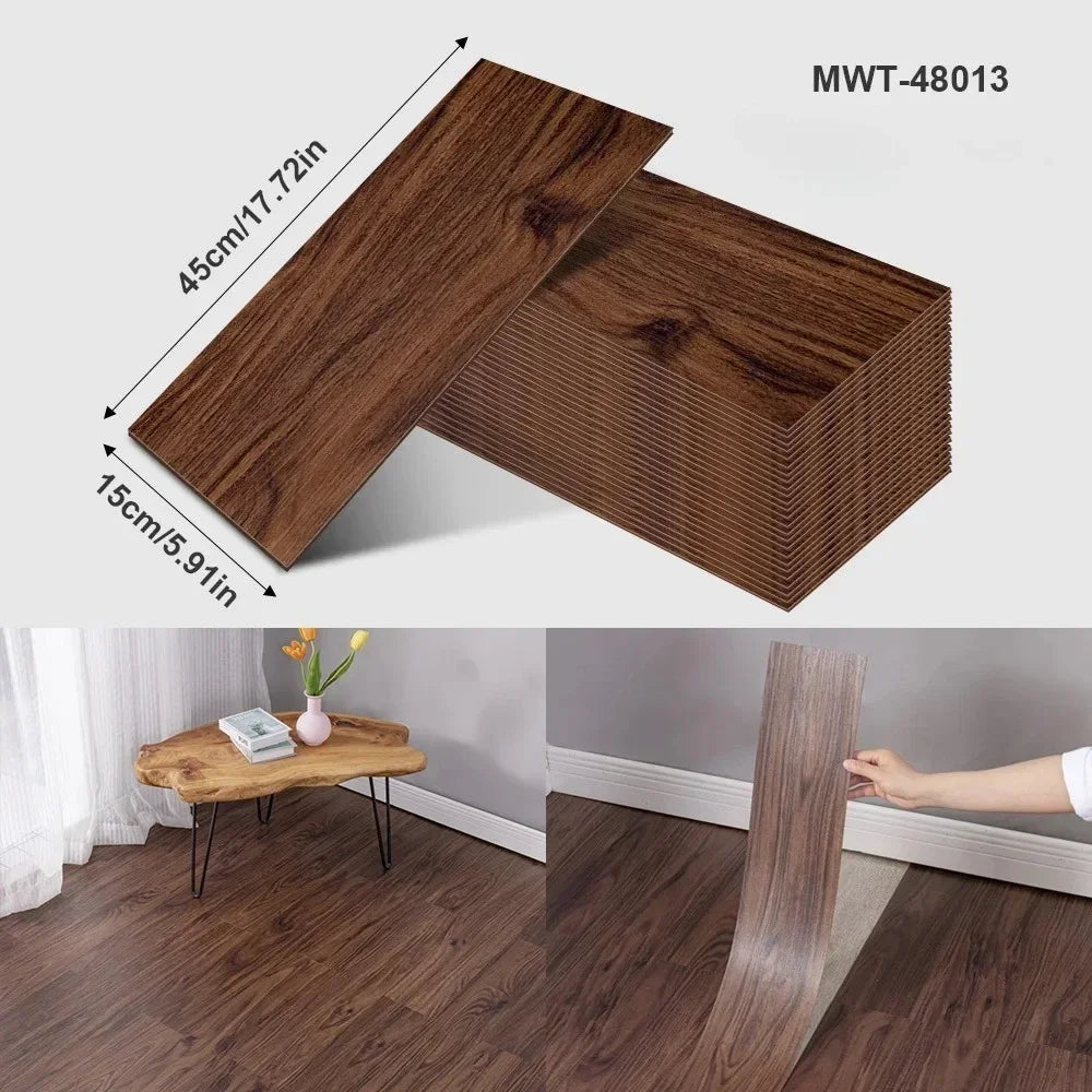 45x15cm Floor Sticker Wall Sticker Modern Self-adhesive Thick PVC Wood Grain Floor Sticker Living Room Bedroom Decoration