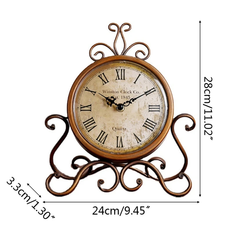 Đồng Hồ Bàn Vintage Sắt Cổ Điển Trang Trí Yên Tĩnh - Daisan Mart