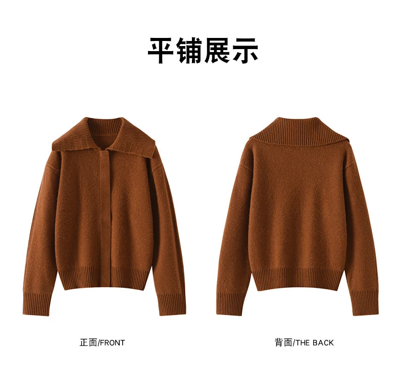 Áo Khoác Len Cashmere Nữ Cổ Bẻ, Dáng Rộng, Ấm Áp - Daisan Mart