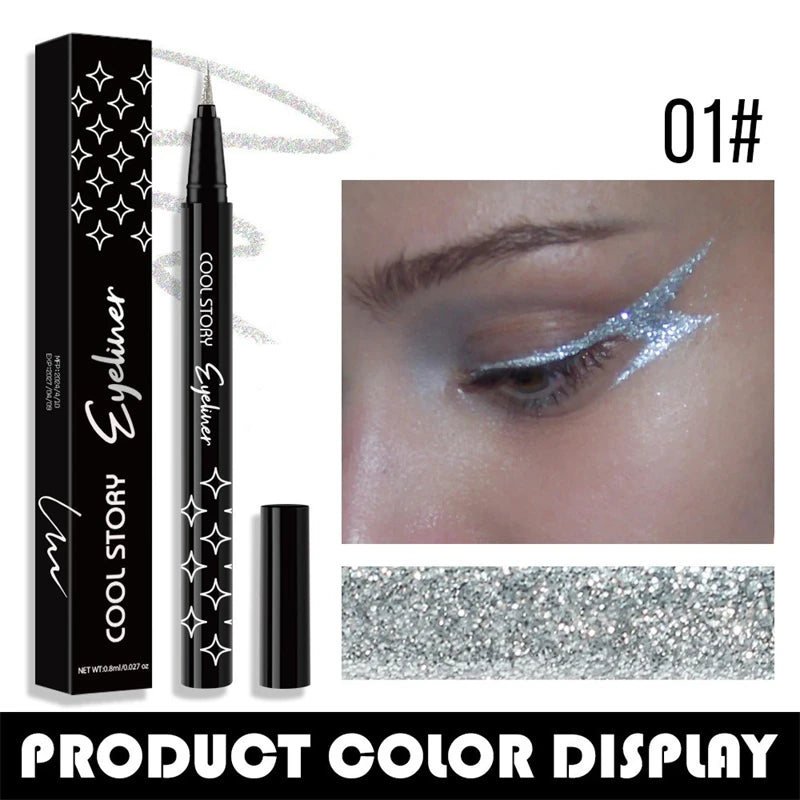 7-Color Glitter Eyeliner - Long-lasting, Waterproof