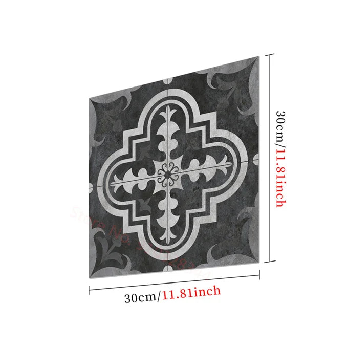 Black And White Mosaic Tiles Marble Texture Floor Sticker Kitchen Floor Renovation Decorative Stickers Self-adhesive Wallpaper