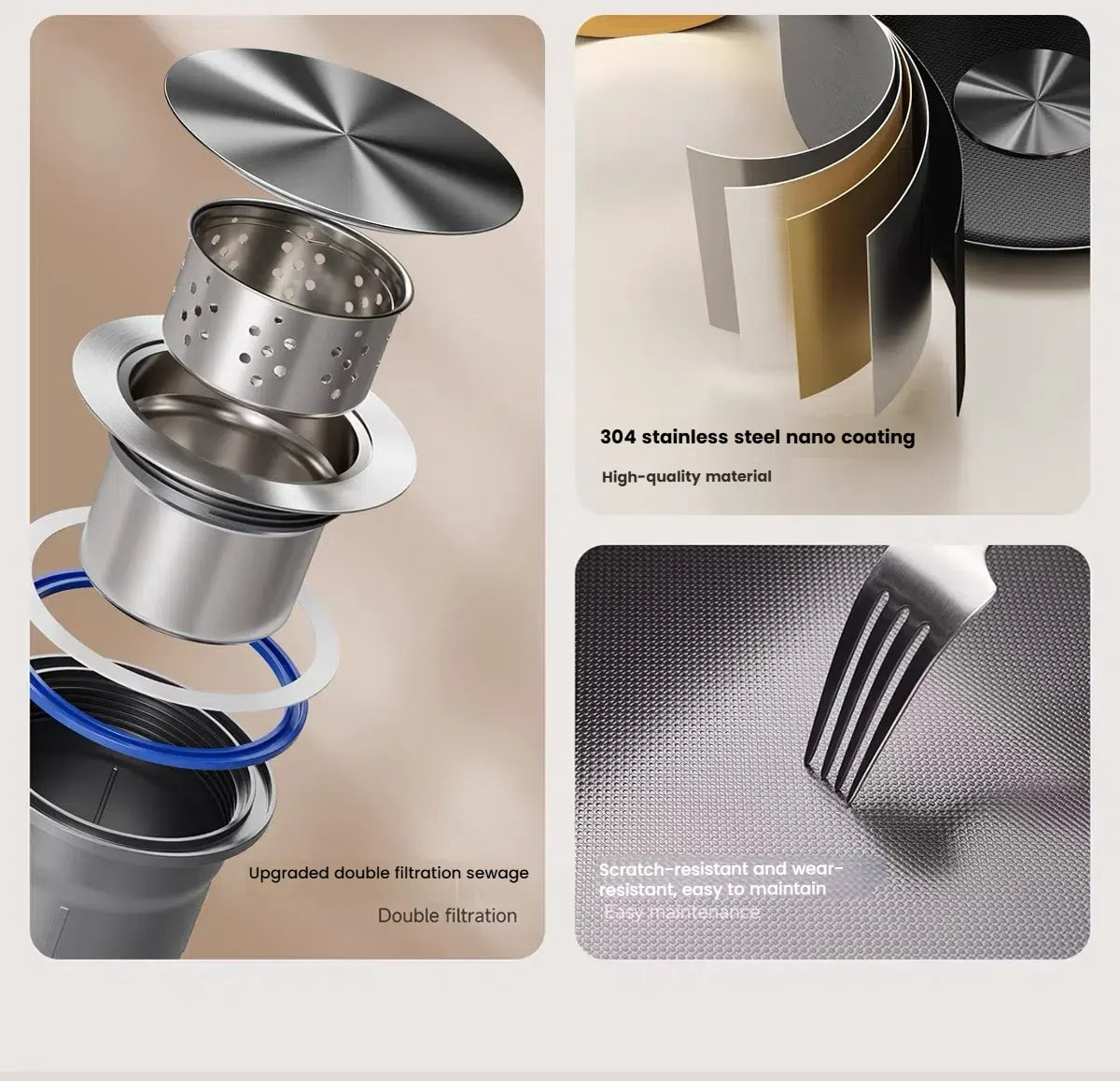 Mini Stainless Steel Kitchen Sink Wash Vegetable and Dish Basin Household Scratch Resistance Bar Balcony Round Small Single Slot - Daisan Mart