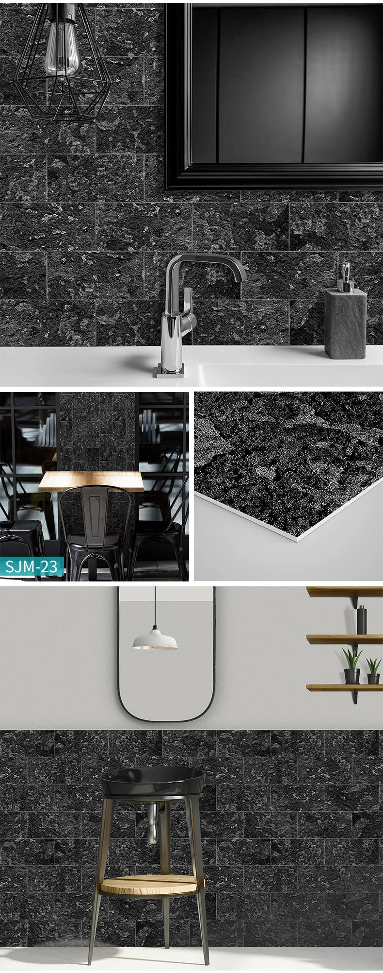 Waterproof Wall Panels - Removable Industrial Foam Decals, Moisture-Proof Matte PVC for Cafe Wall &amp; Commercial Space Decor