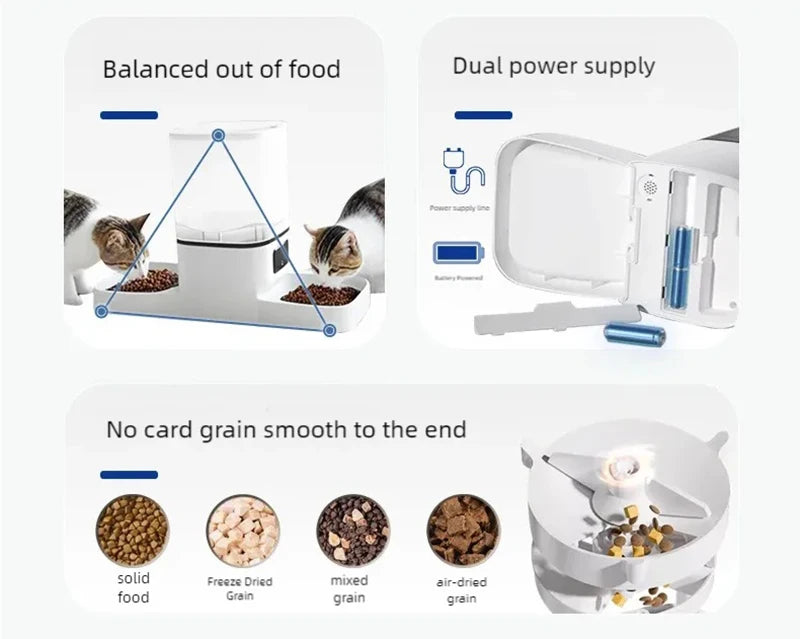 New 6L automatic pet feeder with adjustable camera and cat food intelligent back-to-back feeding machine