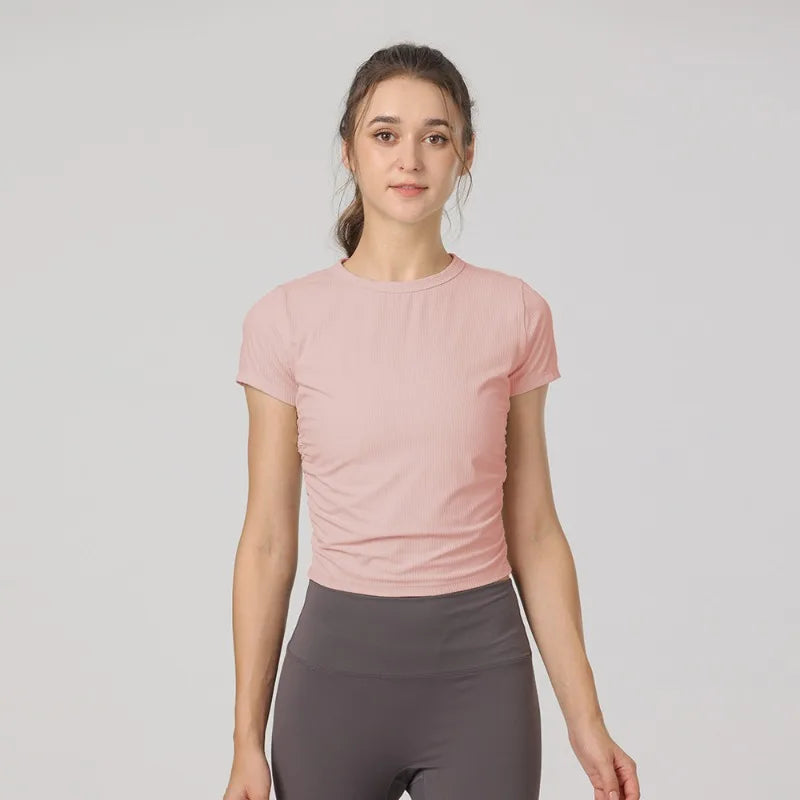 Áo Tập Yoga Nữ Ngắn Tay Co Giãn Thoáng Khí Năng Động - Daisan Mart