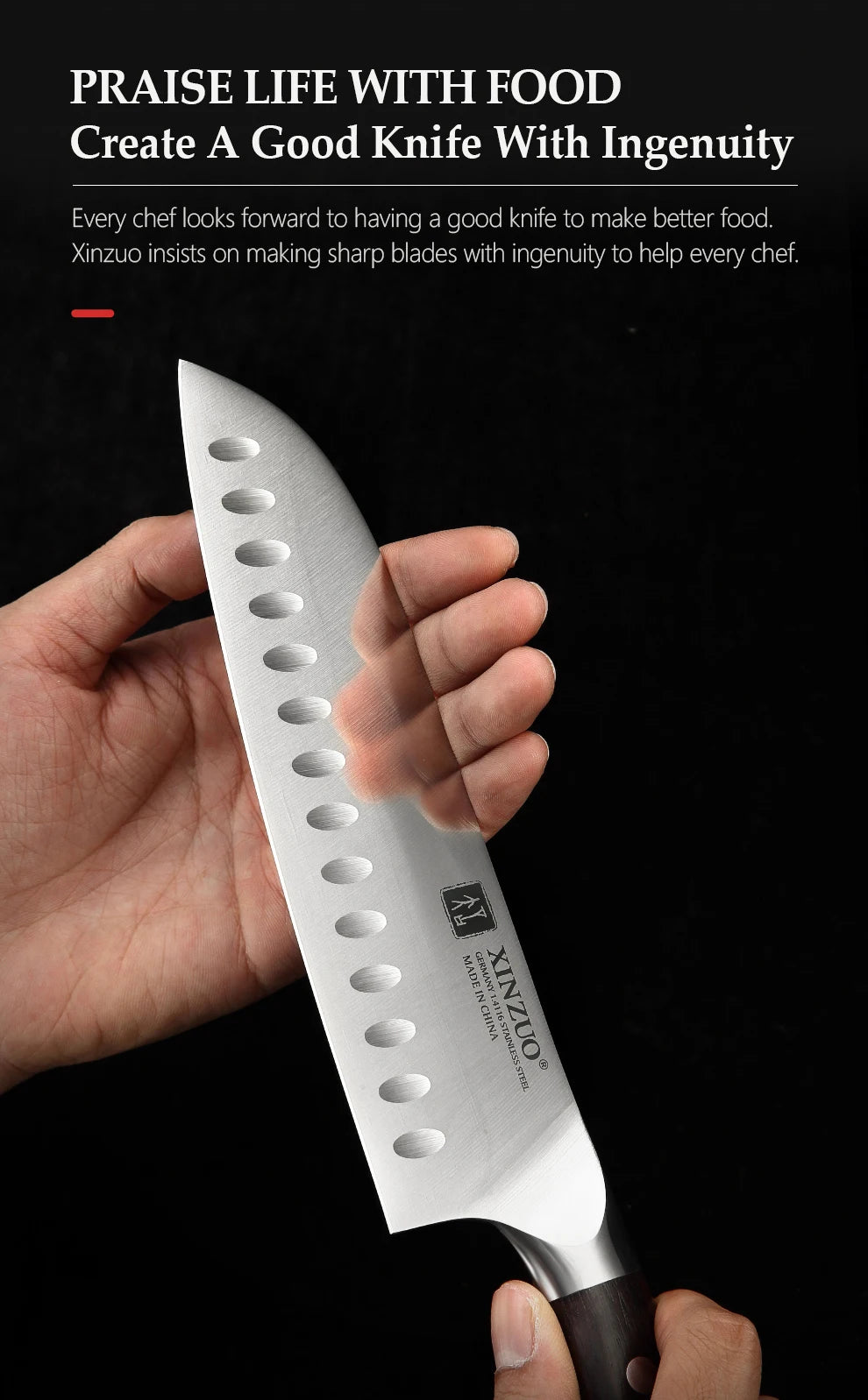 XINZUO kitchen knife set German steel 1.4116 ebony handle