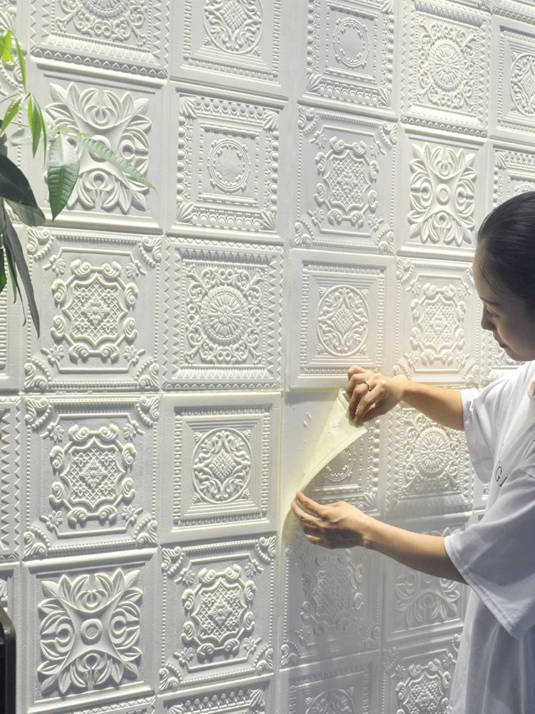 Nordic wallpaper self-adhesive 3D wall sticker bedroom living room wallpaper background wall decoration sticker