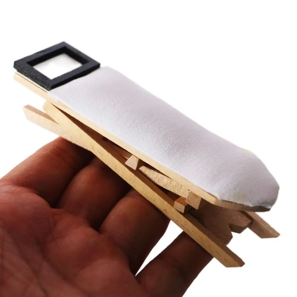 Simulated Dollhouse Miniature Wooden Ironing Board Table Metal Resin Dollhouse Miniature Furniture