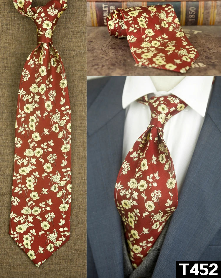 復古領帶，10厘米，100%真絲，抽象圖案