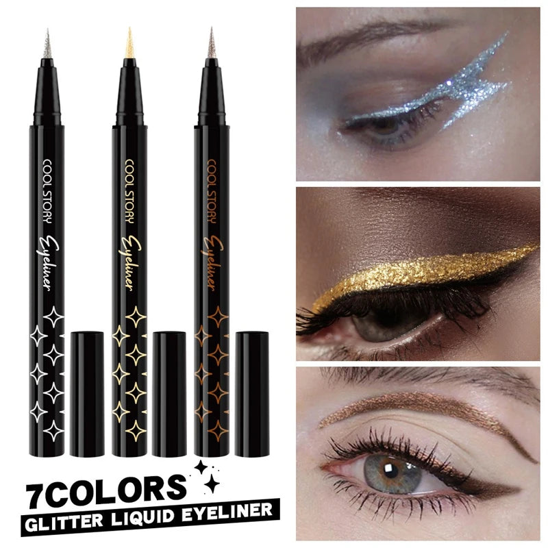7-Color Glitter Eyeliner - Long-lasting, Waterproof