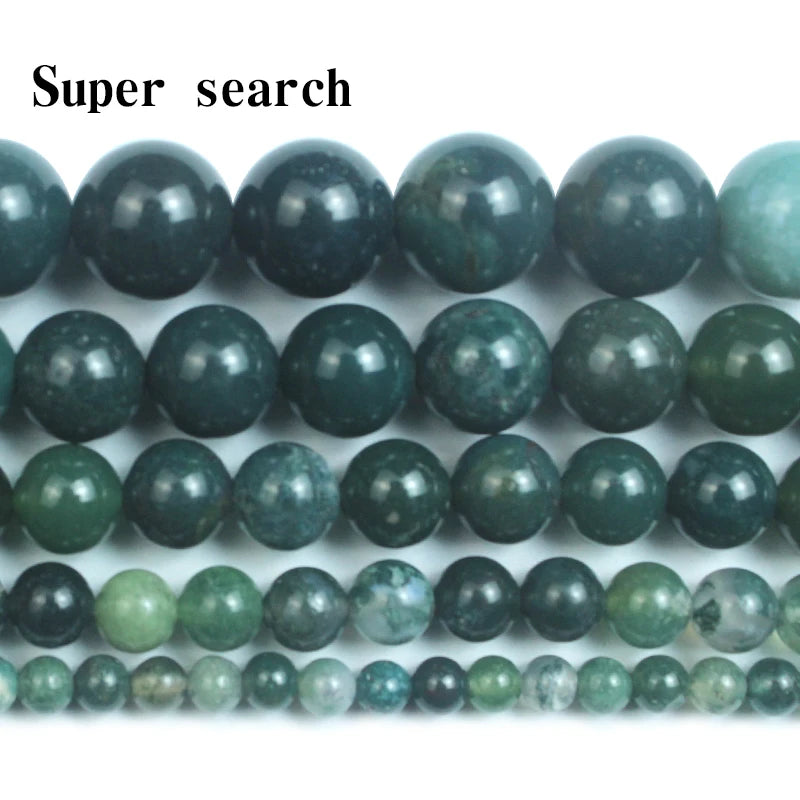 Natural Moss Agate Beads DIY Jewelry