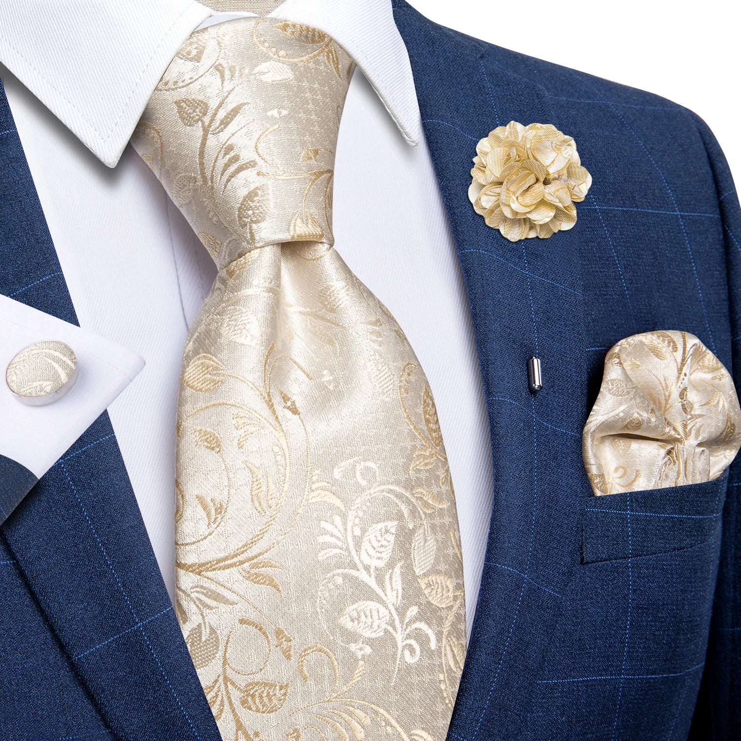 8公分領帶套裝（含領帶夾、口袋巾、袖扣）