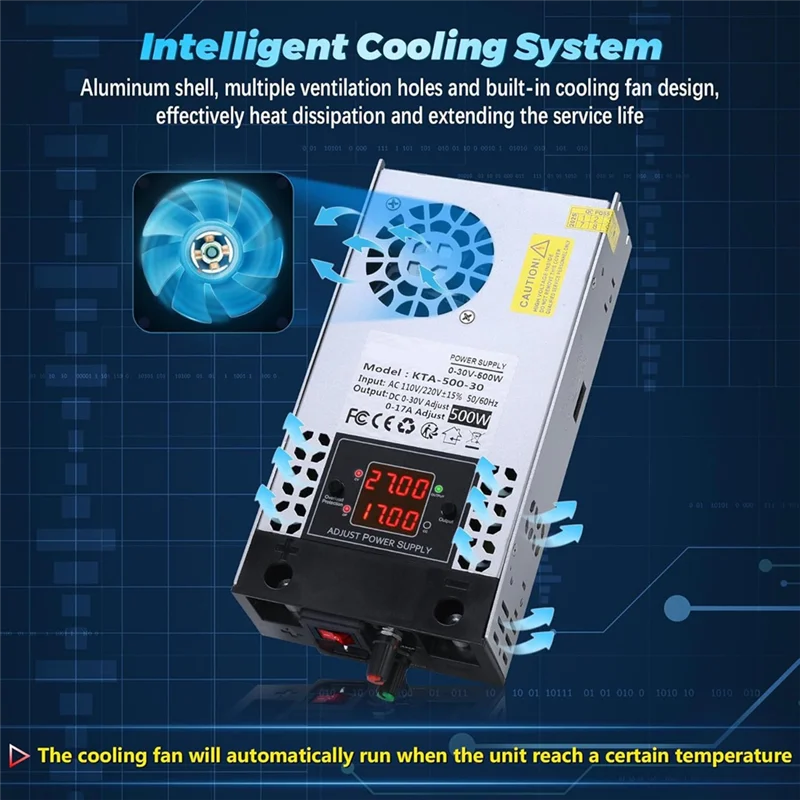 Nguồn Tổ Ong ABKW 0-30V 17A 500W Đa Điện Áp US Plug
