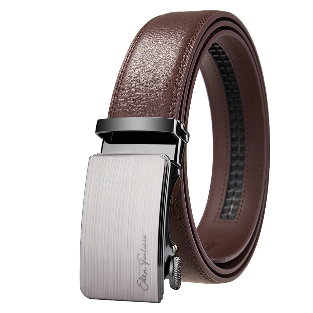 High Quality Genuine Leather Men's Belt with Alloy Automatic Buckle