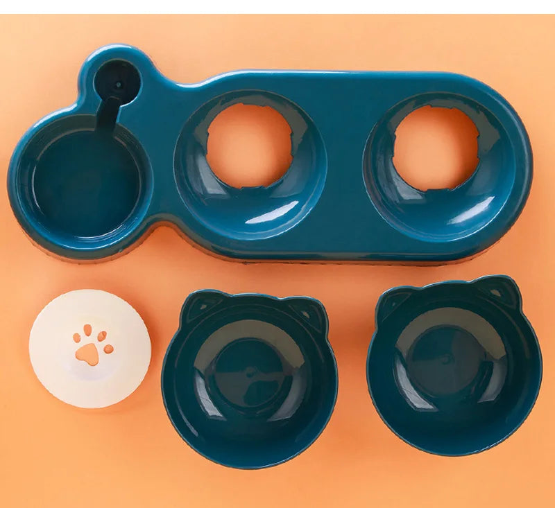 3 in 1 Cat Feeder Automatic Water Dispenser Double Bowl Pet Bowl for Small Dogs Cats Pet Food Container Cat Accessories - Daisan Mart