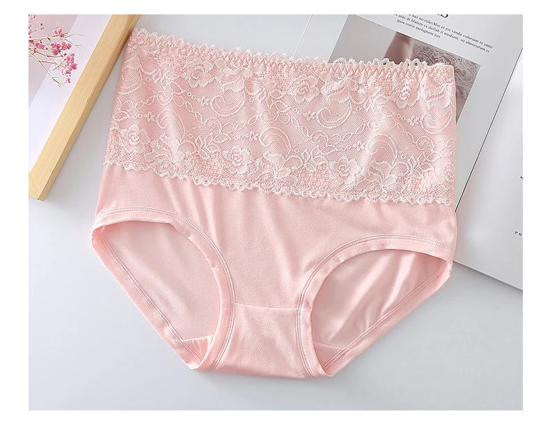 Women's High Waist Loose Fit Breathable Milk Lace Underwear