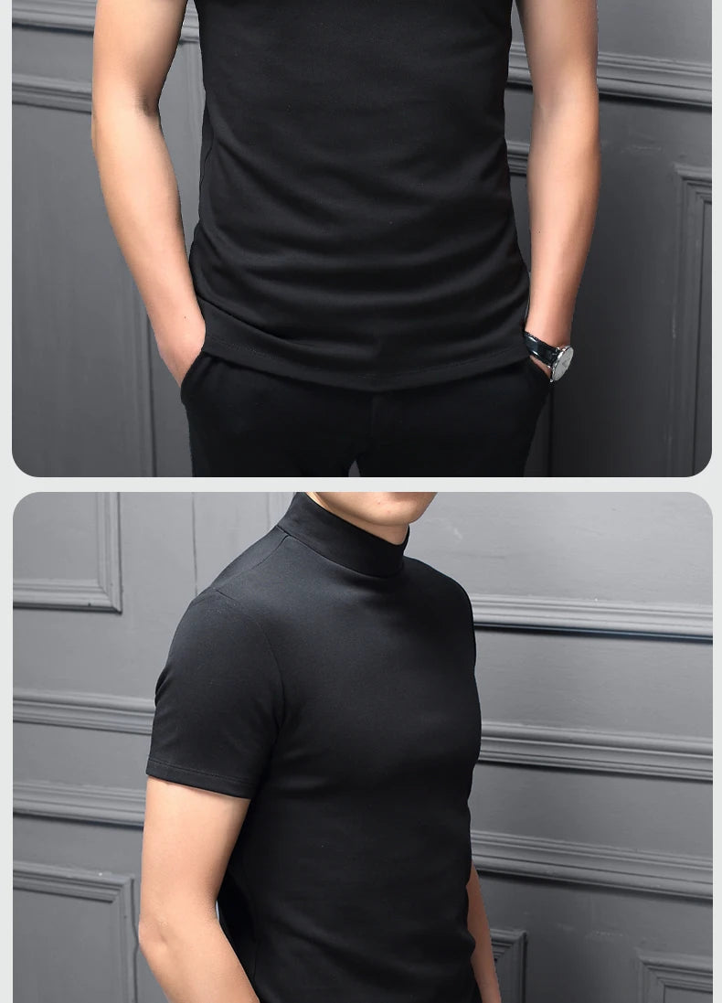 Men's Short Turtleneck Sweater, Bodycon, Youthful Fashion