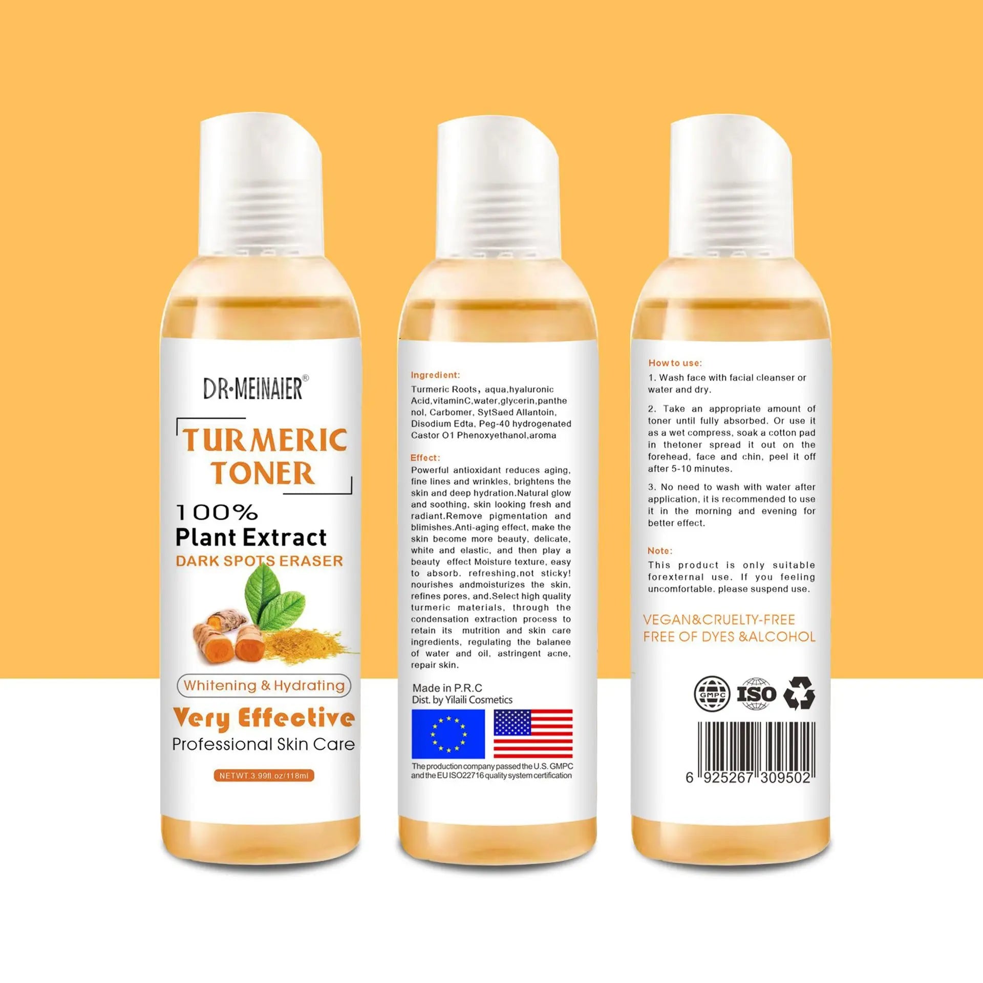 Turmeric Toner to Remove Dark Spots &amp; Acne 118ml for Dark Skin
