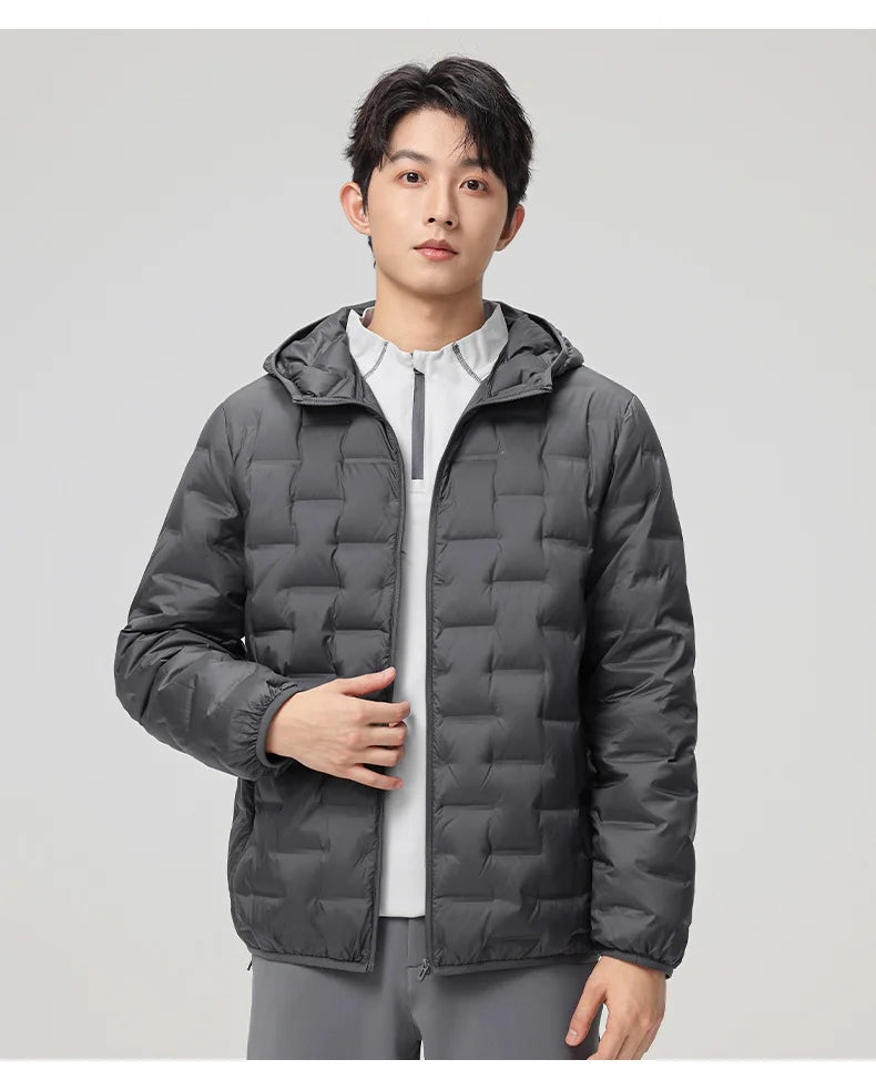 Men's waterproof down jacket keeps warm outdoors