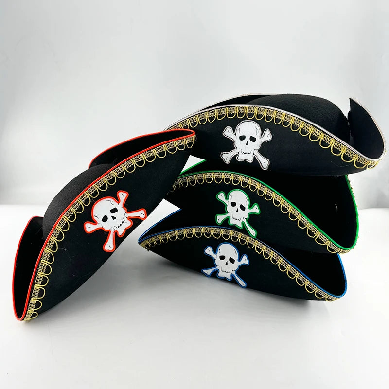 Halloween LED Light-Up Pirate Hat Skull Pattern