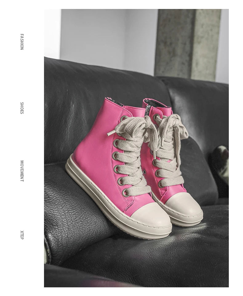 Unisex Autumn Winter High-Top Orange Sneakers Fashion