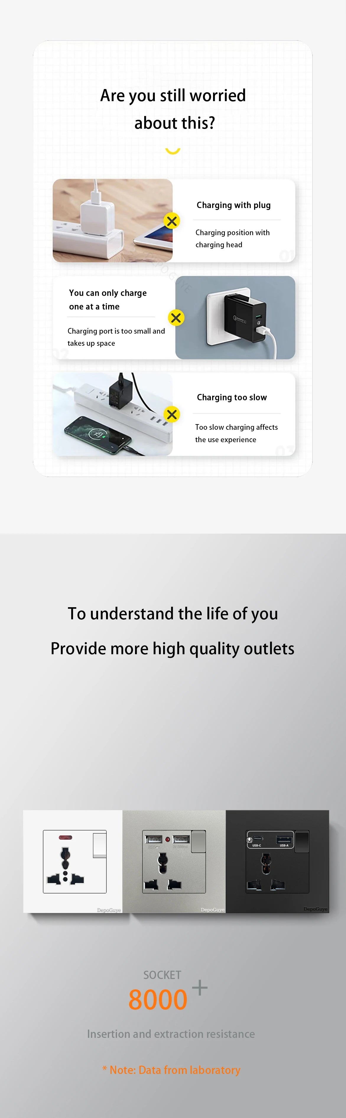 Ổ Cắm Đa Năng Sạc Nhanh 18W USB Type-C 3 Chân 220V