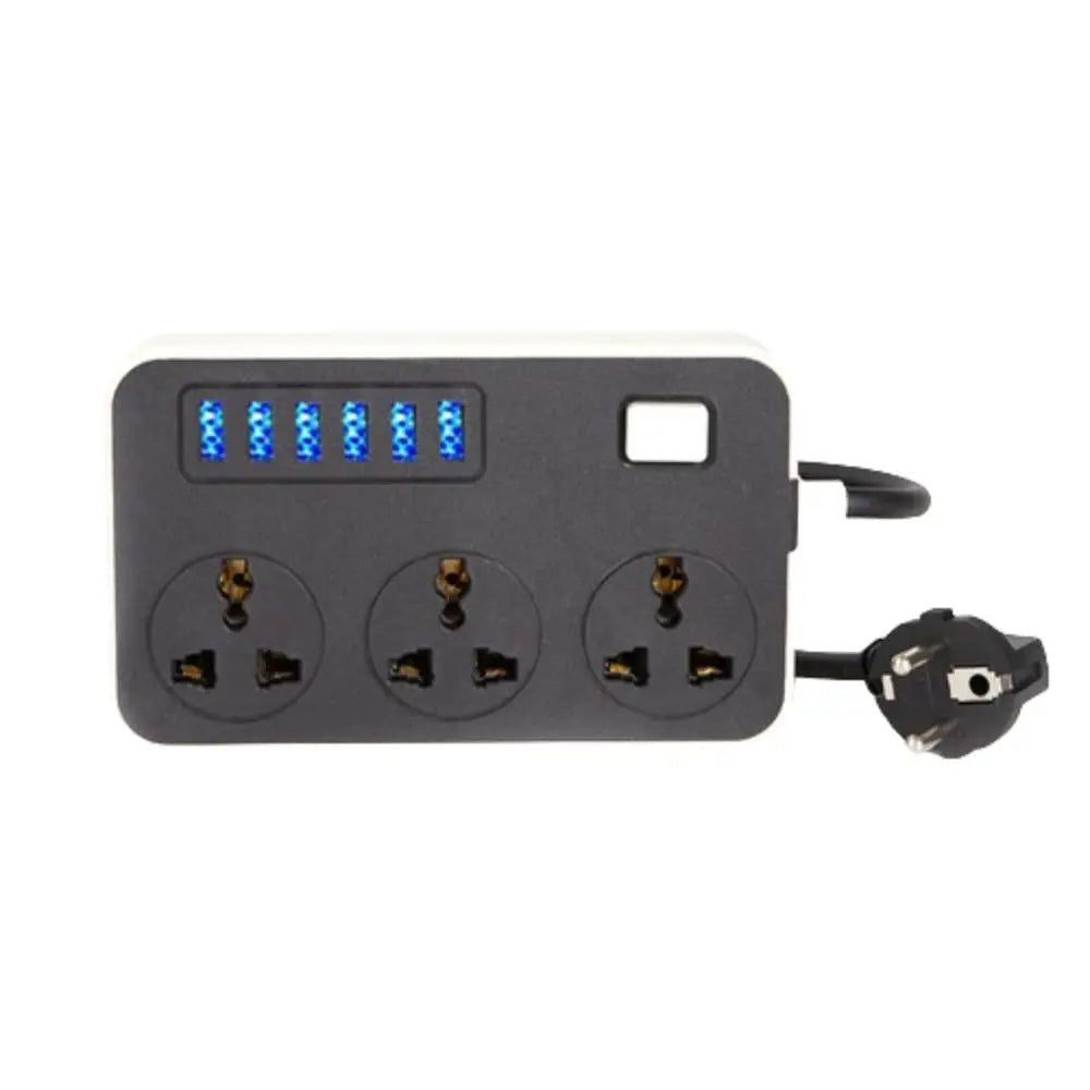 Ổ Cắm Đa Năng 3 Lỗ 6 USB Bảo Vệ 2m Chống Sét