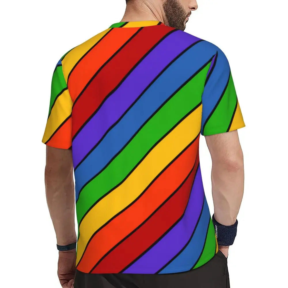 Stylish Mondrian Striped Men's Gym T-Shirt