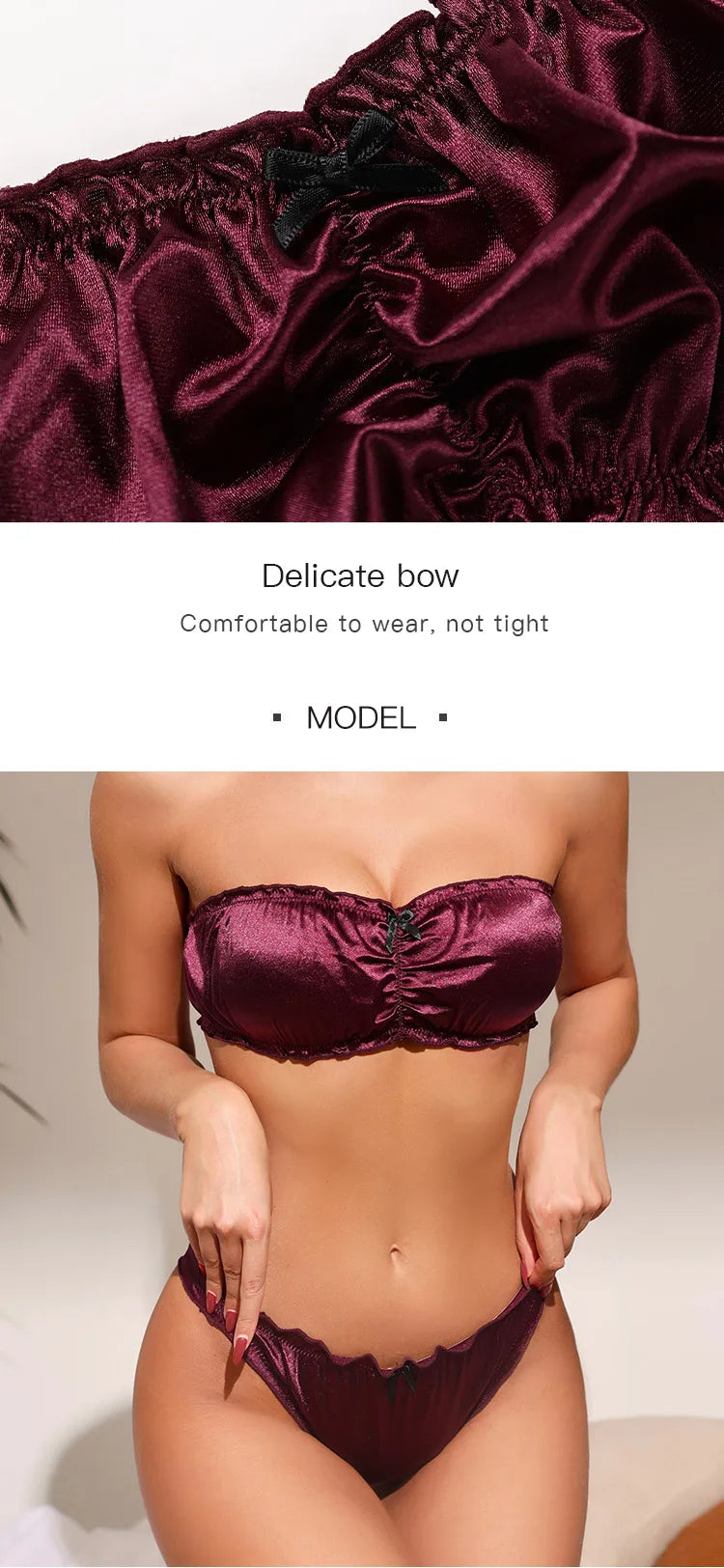 Hot Sale Strapless Underwear Set Bralette Seamless Bra Brasier Tube Top No Pad Bodycon Bandeau 2 Pieces Women Bra Set