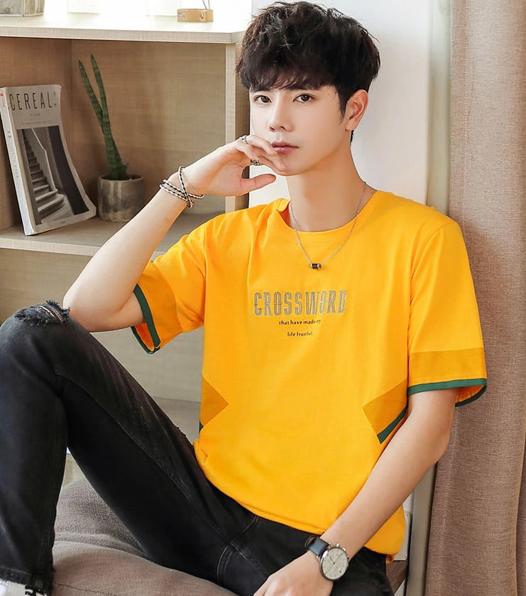 Men's Quick Dry Vintage Letter Korean Style T-Shirt