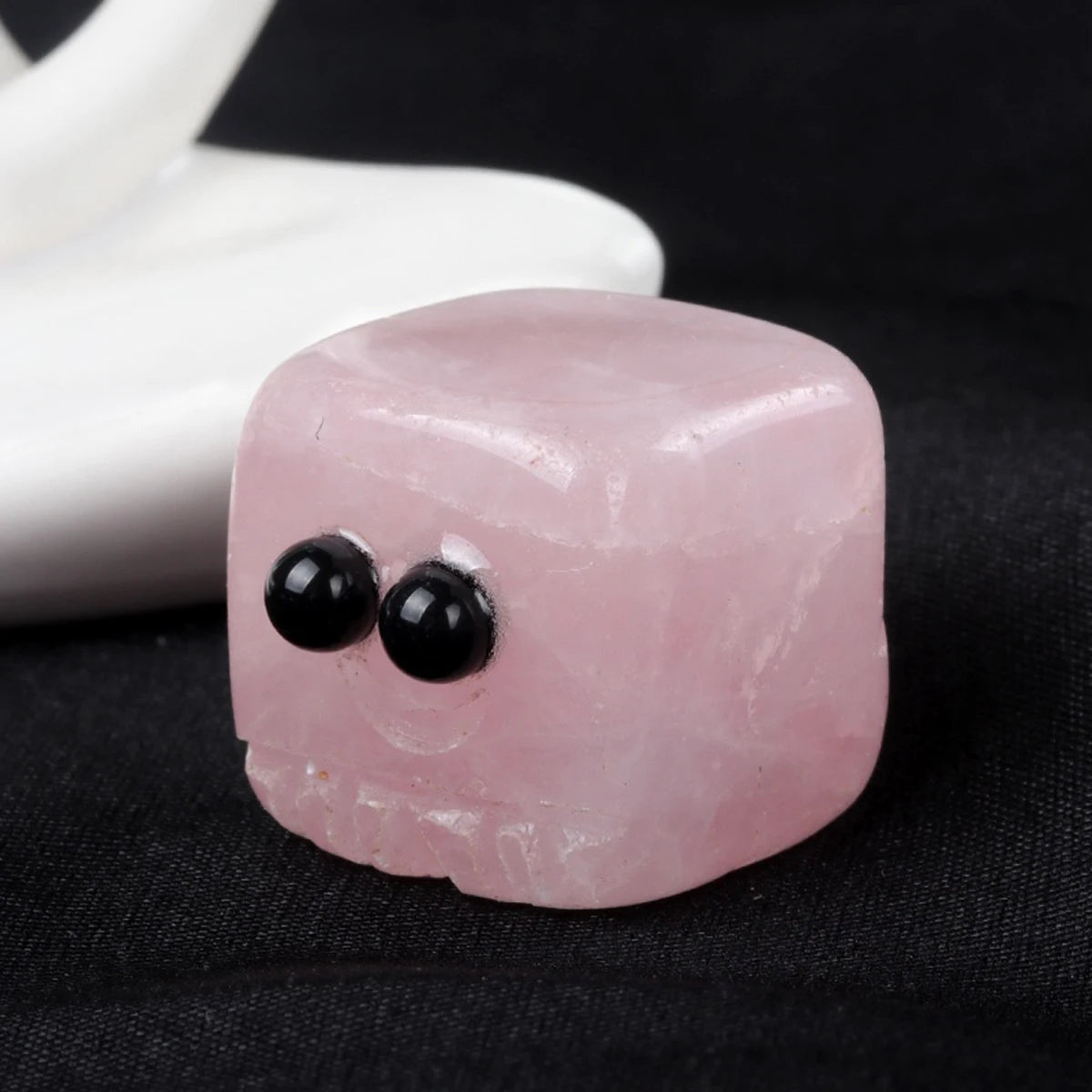 Natural Quartz Stone Block Carved Smile Reiki