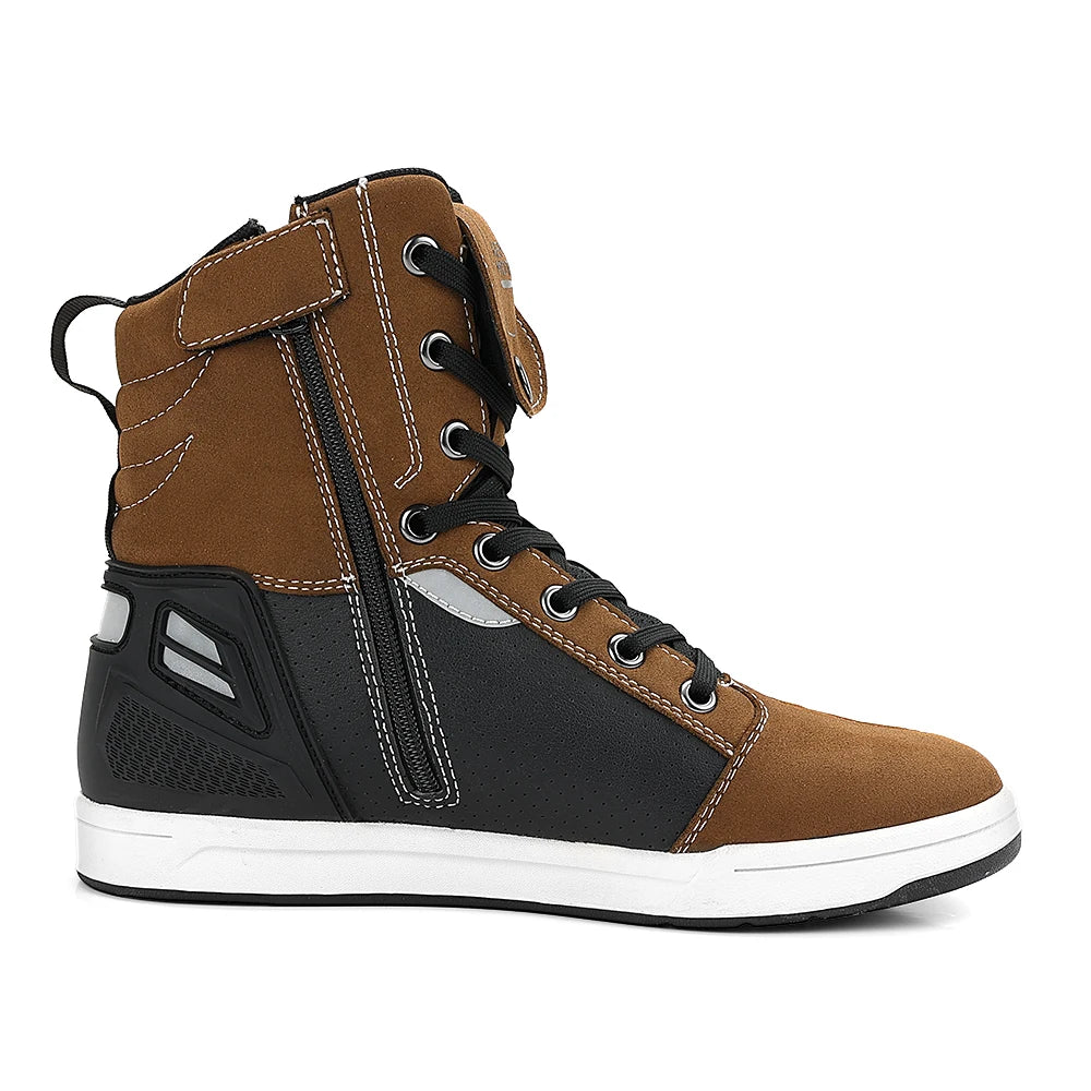 Giày Boots Nam Đi Xe Máy Phản Quang Bảo Hộ Thoáng Khí