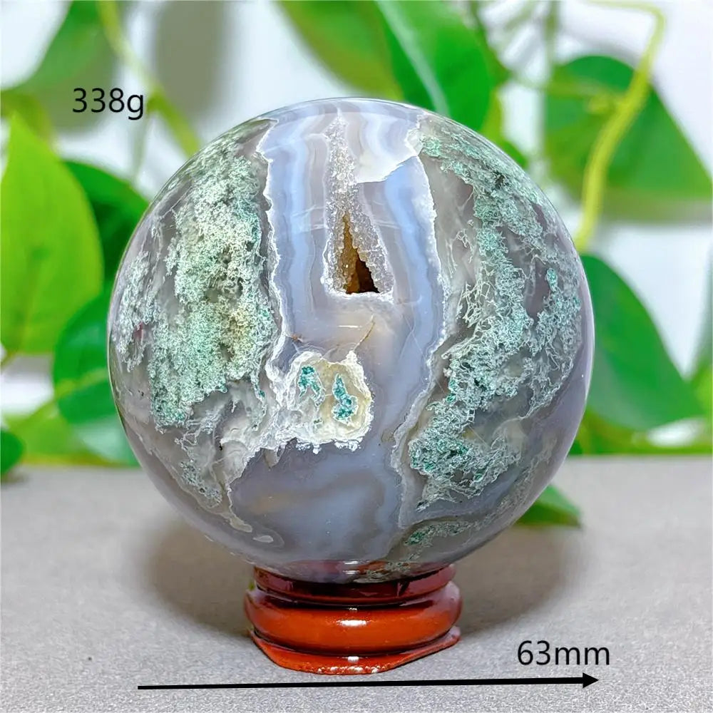 Quả Cầu Mã Não Rêu Đá Tự Nhiên - Trang Trí & Chữa Lành - Daisan Mart