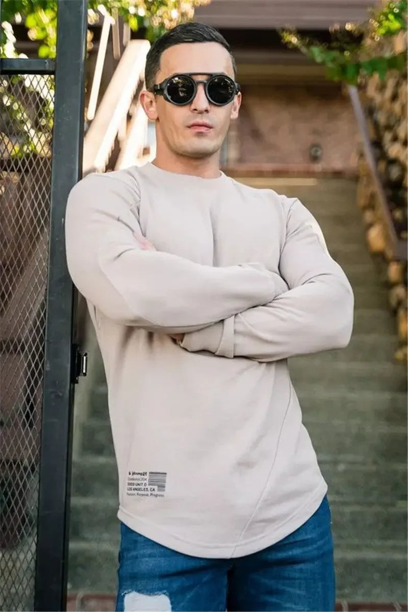 Men's Slim Fit Long Sleeve Gym T-Shirt Fashion 2025