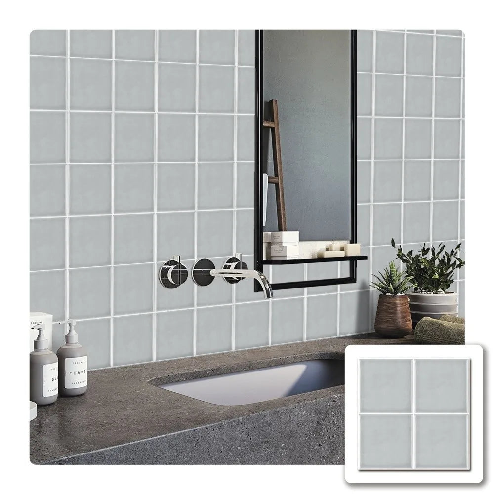 10Pcs European Square Kitchen Wallpaper Solid Color Self-adhesive Wall Stickers Oil-proof Waterproof Thickened Tile Stickers