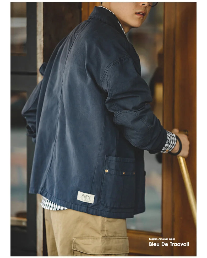 Maden Navy Men's Jacket Multi-Pocket Comfortable Spring Autumn