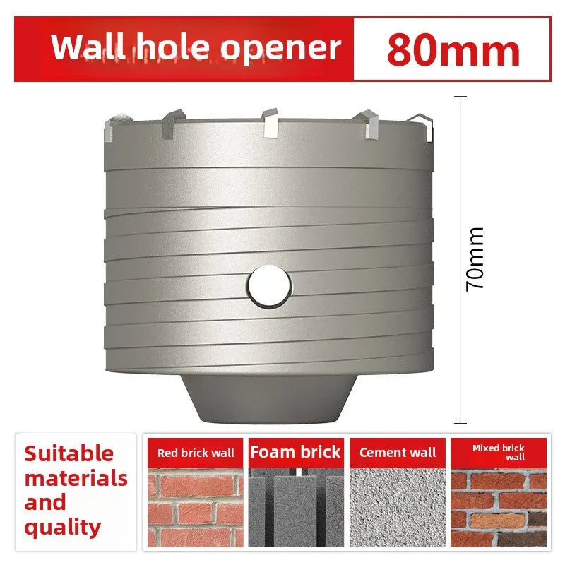 Wall hole opener drill bit impact drill set for drilling brick walls, air conditioning, concrete, and expanding water pipes.