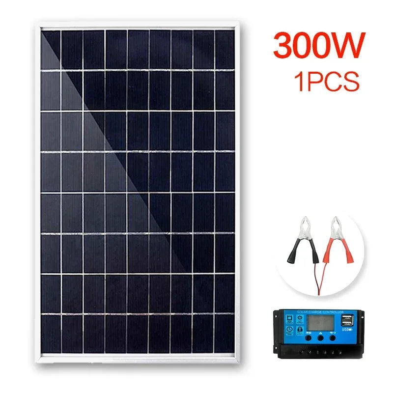 300W/600W Solar Panel Kits 12V Solar Panel 100A Controller Power Portable Solar Battery Charger for Outdoor Camping Mobile RV