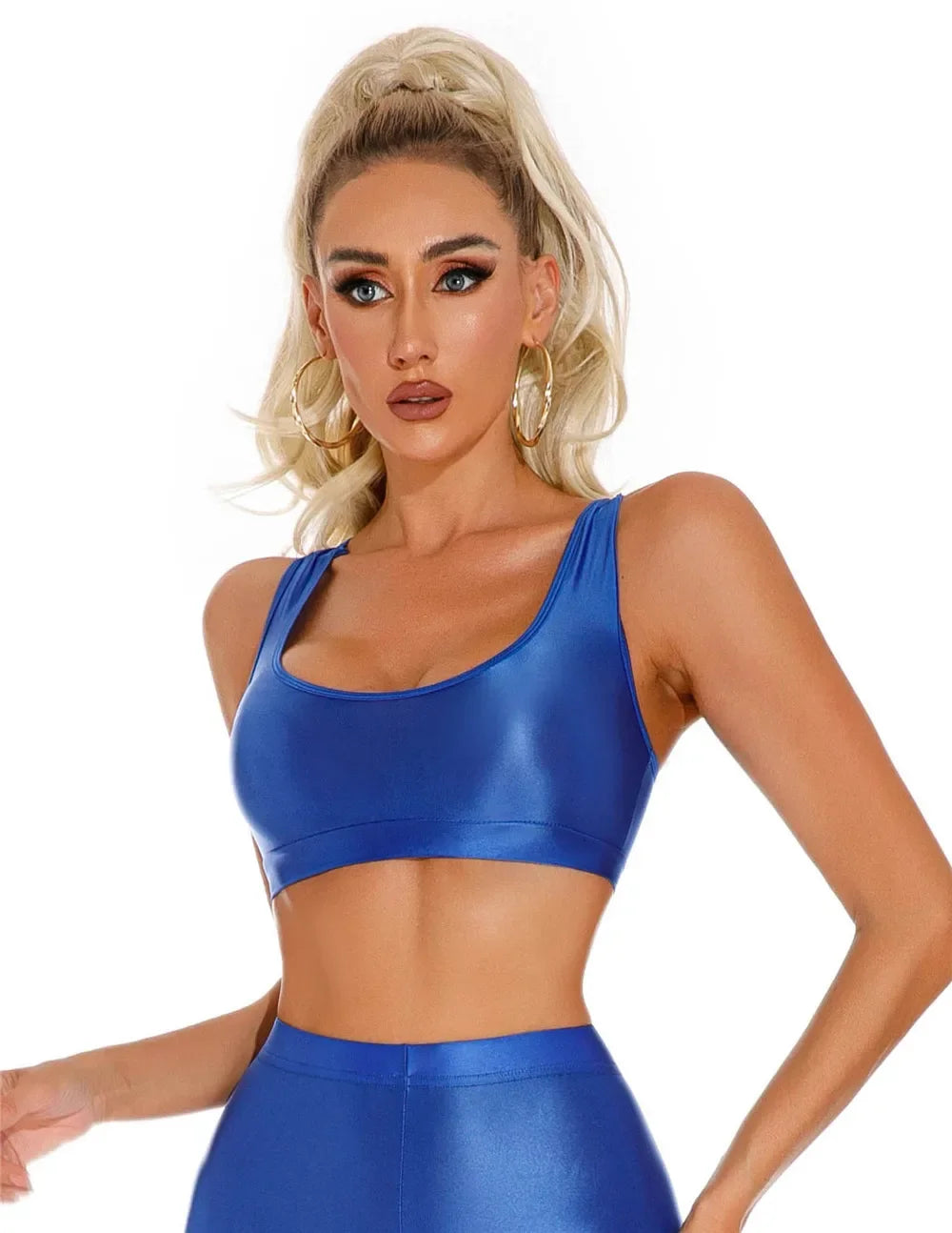 Women's Sexy Crop Top Bodycon Sports U-Neck