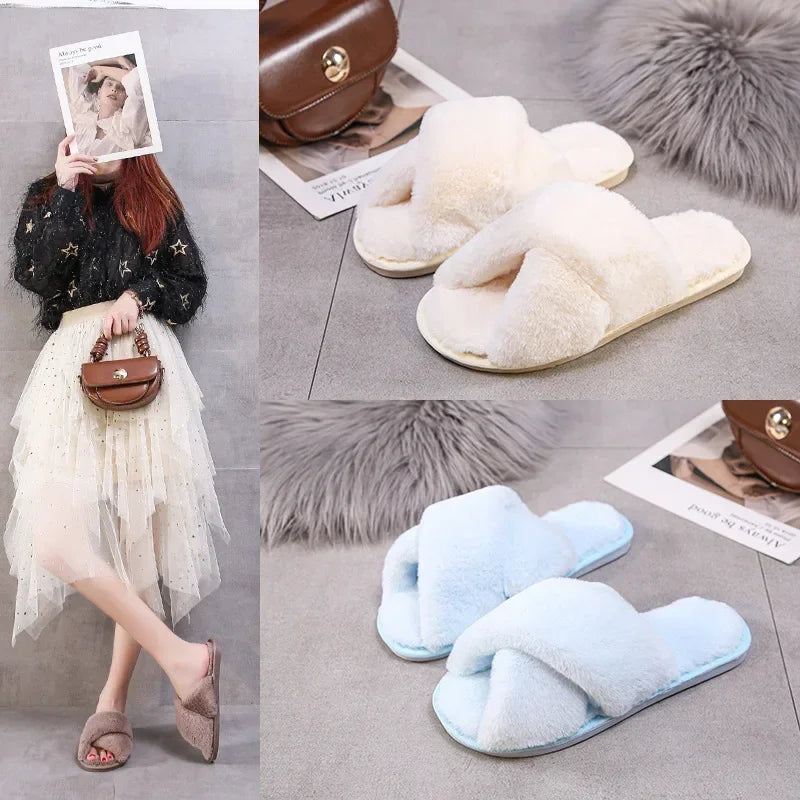 Warm Furry Slippers - Women &amp; Men, Indoor Wear 20024