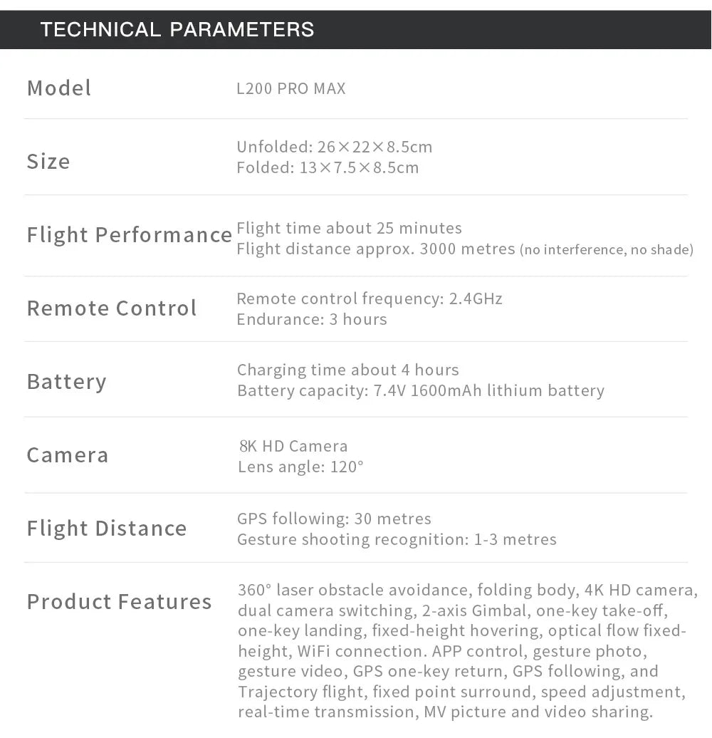 L200 Pro Max 5000M GPS Drone 8K Professional HD Camera FPV Dron 2-Axis Gimbal Foldable Obstacle Avoidance RC Quadcopter VS L600