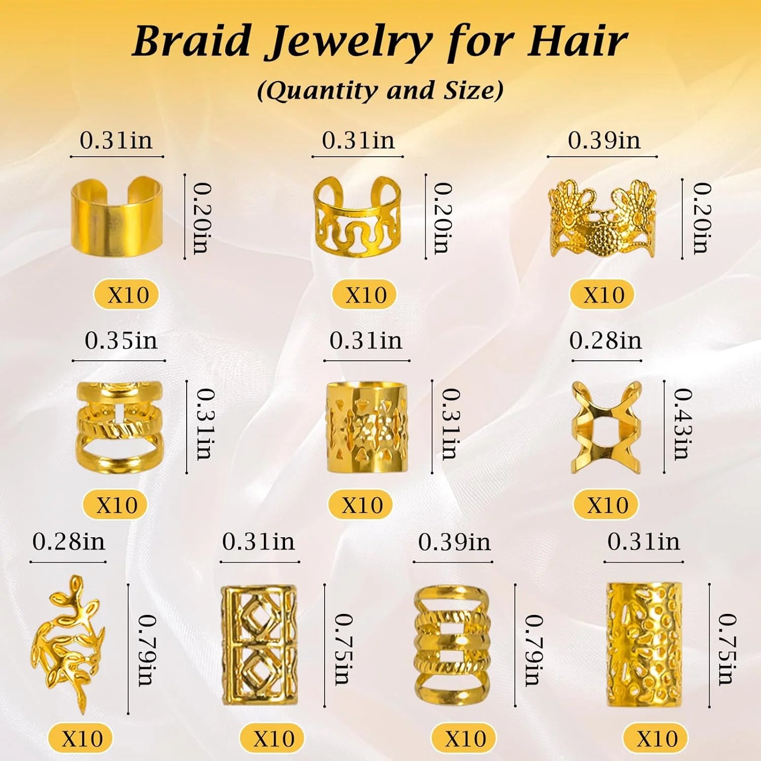 Vòng Tóc Vàng 100PCS - Phụ Kiện Tóc Nữ Đa Dạng