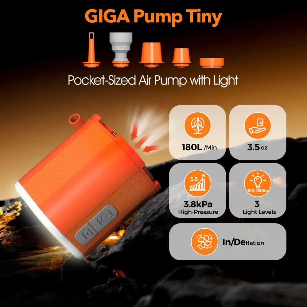 Bơm Điện Mini Aerogogo GIGA PUMP - Đèn 3 Cấp Độ